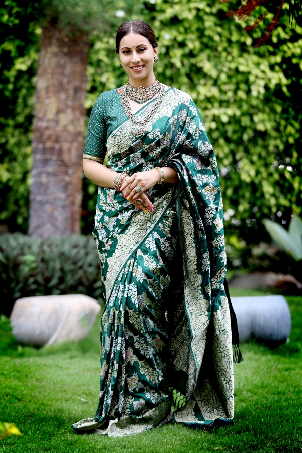 Royal Blue Indian Bollywood Wedding Designer Tusser Silk Saree Sari Party Wear 