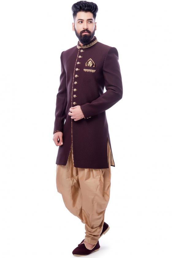 Ready To Ship Indian Ethnic Purple Colour Indo Western For Men