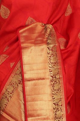 Candy Red Zari woven Kanchipuram Silk Saree-PF1248