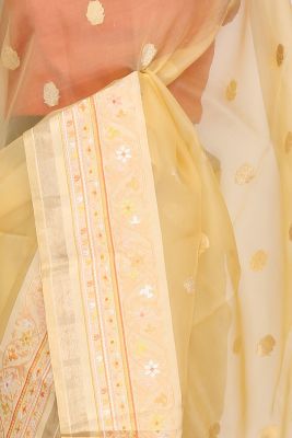 Maize Yellow Zari Woven Organza Saree-PF3265