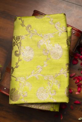 Apple Green Zari Woven Banarasi Tussar Saree-PG1070