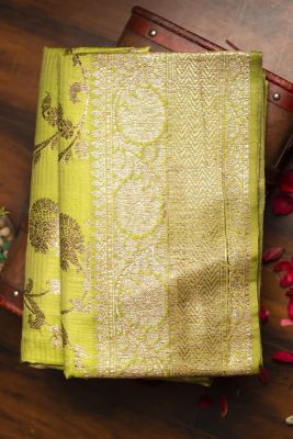 Apple Green Zari Woven Banarasi Tussar Saree-PG1070