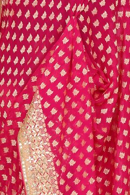 Fuchsia pInk Zari woven Georgette Saree-PI3040