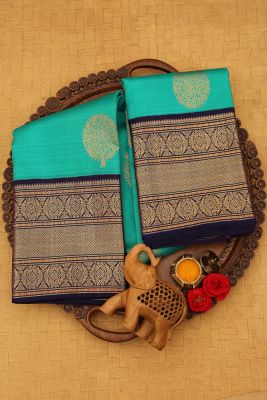 Jade Green Zari woven Kanchipuram Silk Saree-PJ2100