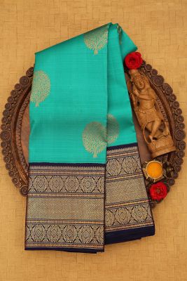 Jade Green Zari woven Kanchipuram Silk Saree-PJ2100