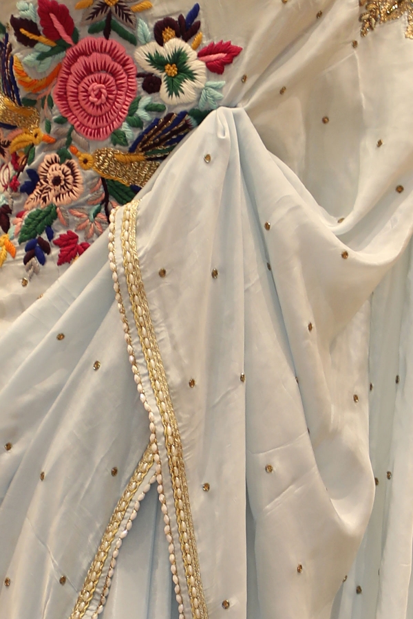 Alice Blue Cutdana Embroidered Silk Saree-SR25686