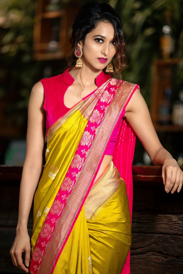 Golden Yellow Zari woven Banarasi Silk Saree-SR26222