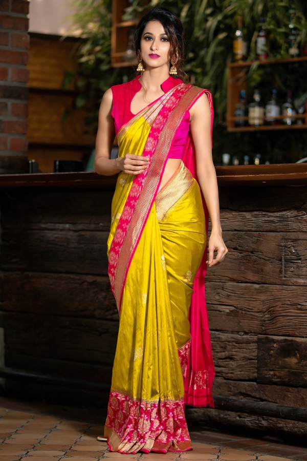 Golden Yellow Zari woven Banarasi Silk Saree-SR26222